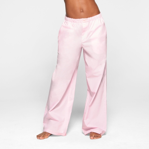 NWT SKIMS COTTON POPLIN SLEEP PANTS IN BABY PINK - Picture 4 of 9